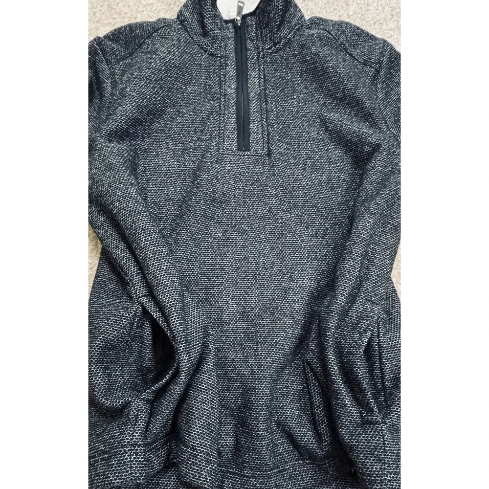 Orvis Brighton Mens Medium Sherpa Fleece Lined Quarter Zip Pullover Sweater Gray
